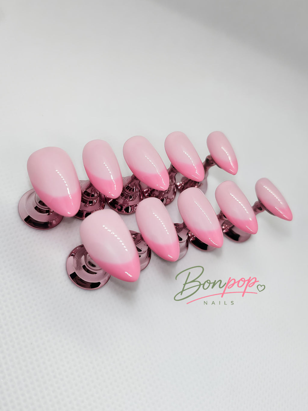BONPOP's "Frenchy Pink" Handmade Press-on Nails | Durable and Reusable