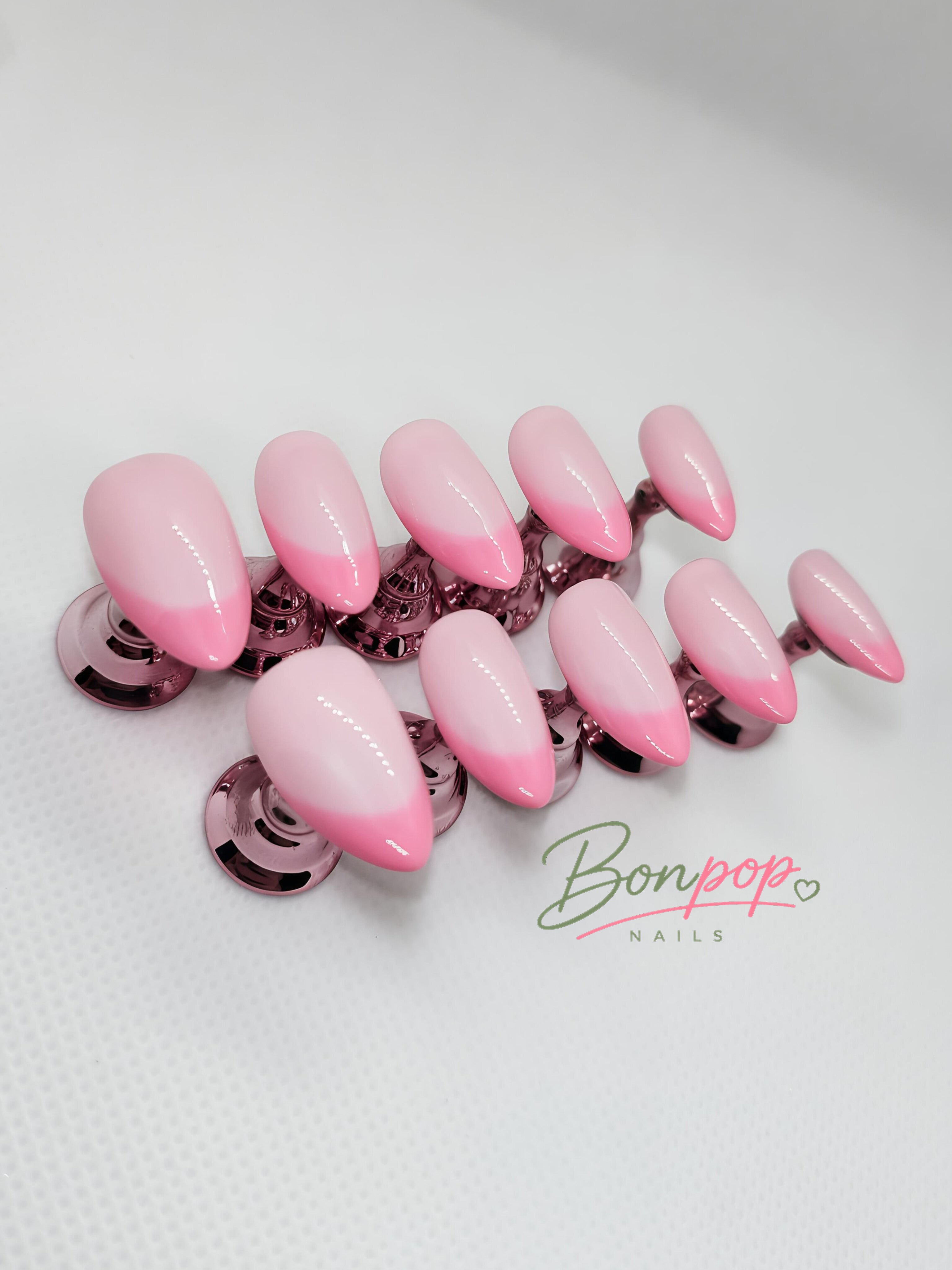 BONPOP's "Frenchy Pink" Handmade Press-on Nails | Durable and Reusable