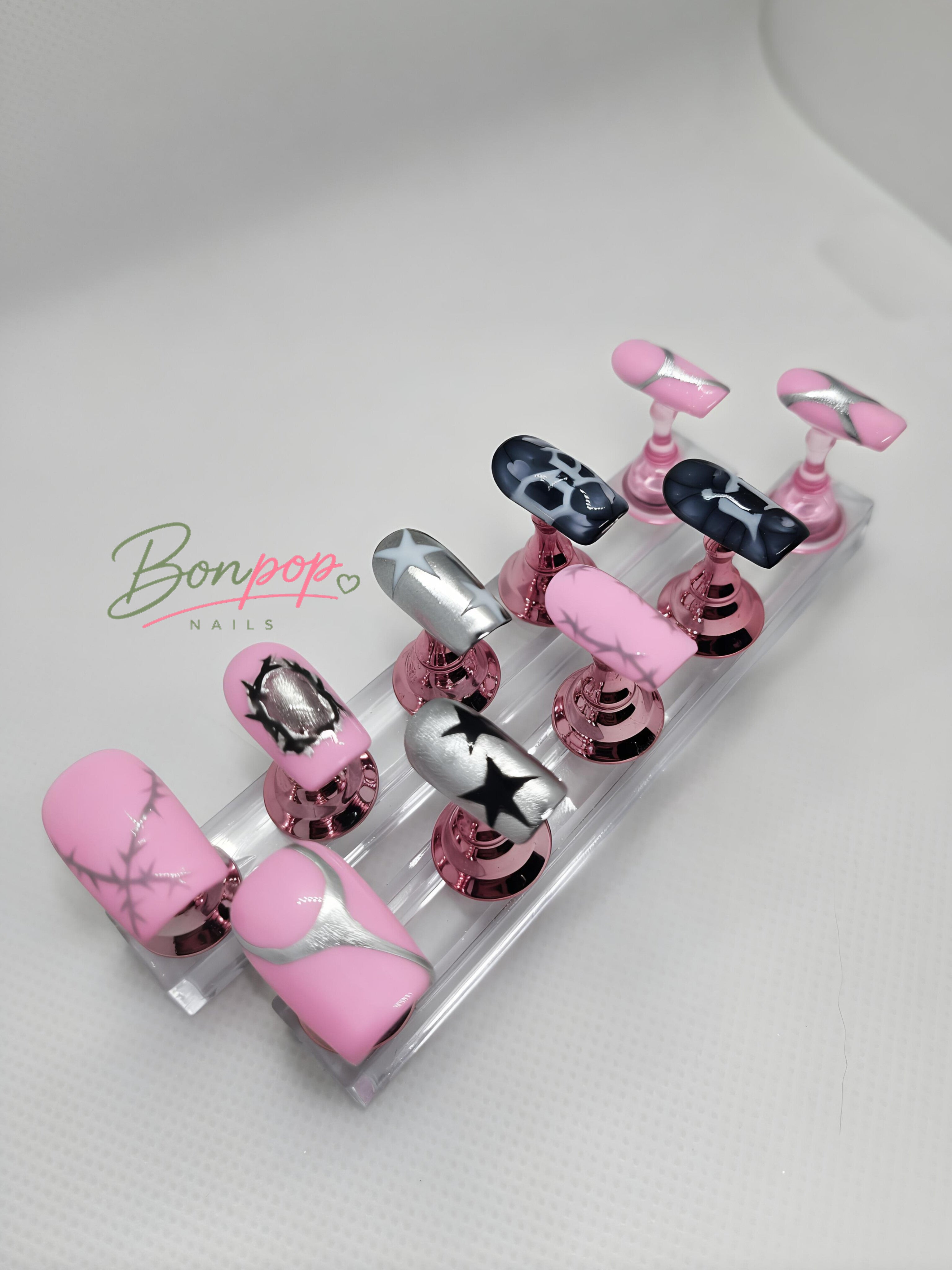 Stray Kids Inspired Press-On Nails | "DO IT" Handmade Custom K-pop Concert Nails