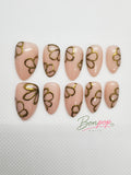 BONPOP's "Chrome Petals" | Nude Silver or Gold Chrome Floral Press-On Nails | Durable and Reusable