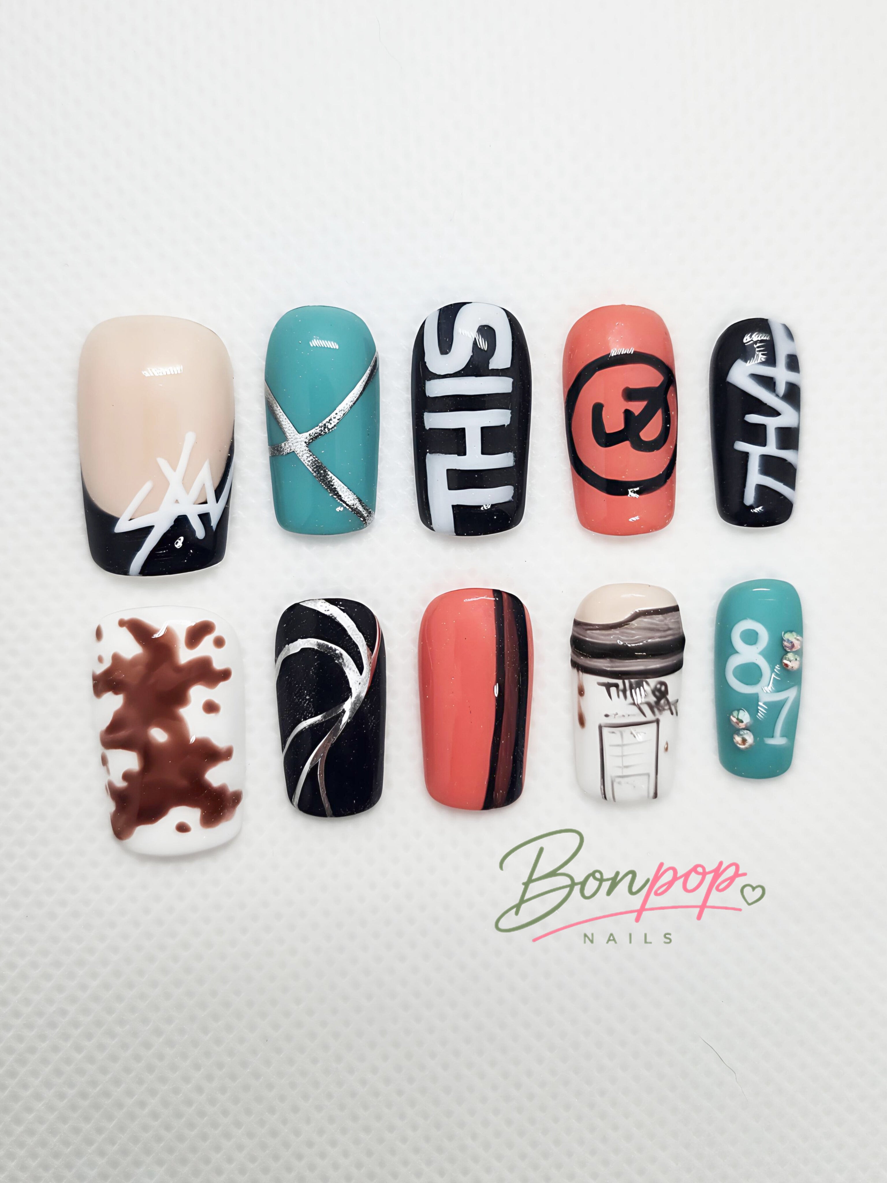 Stray Kids Inspired Press-On Nails | "THIS & THAT" Handmade Custom K-pop Concert Nails