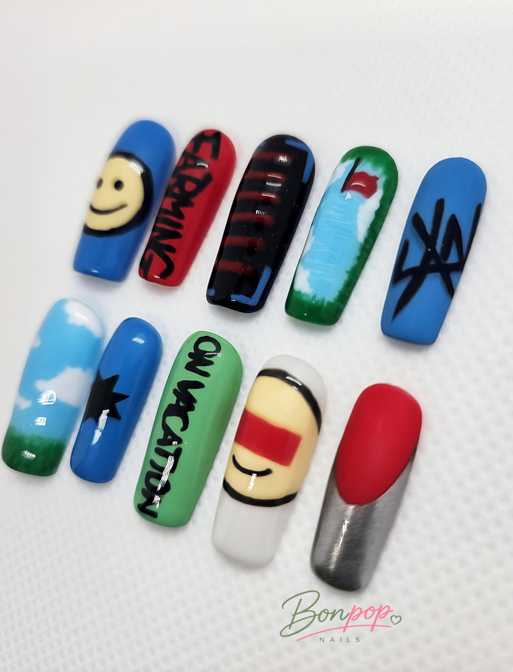 Stray Kids Inspired Press-On Nails | "FARMING" Handmade Custom K-pop Concert Nails