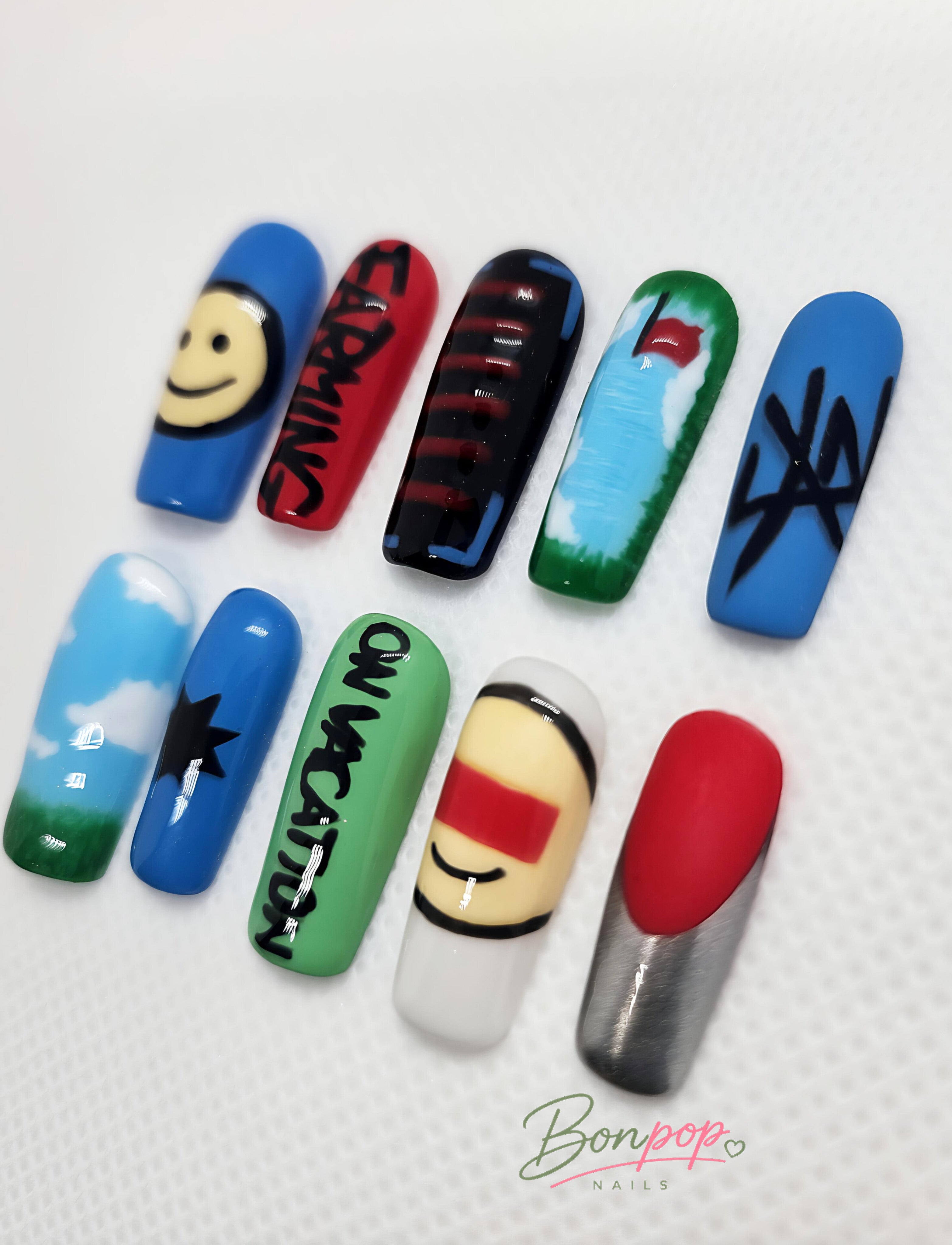 Stray Kids Inspired Press-On Nails | "FARMING" Handmade Custom K-pop Concert Nails