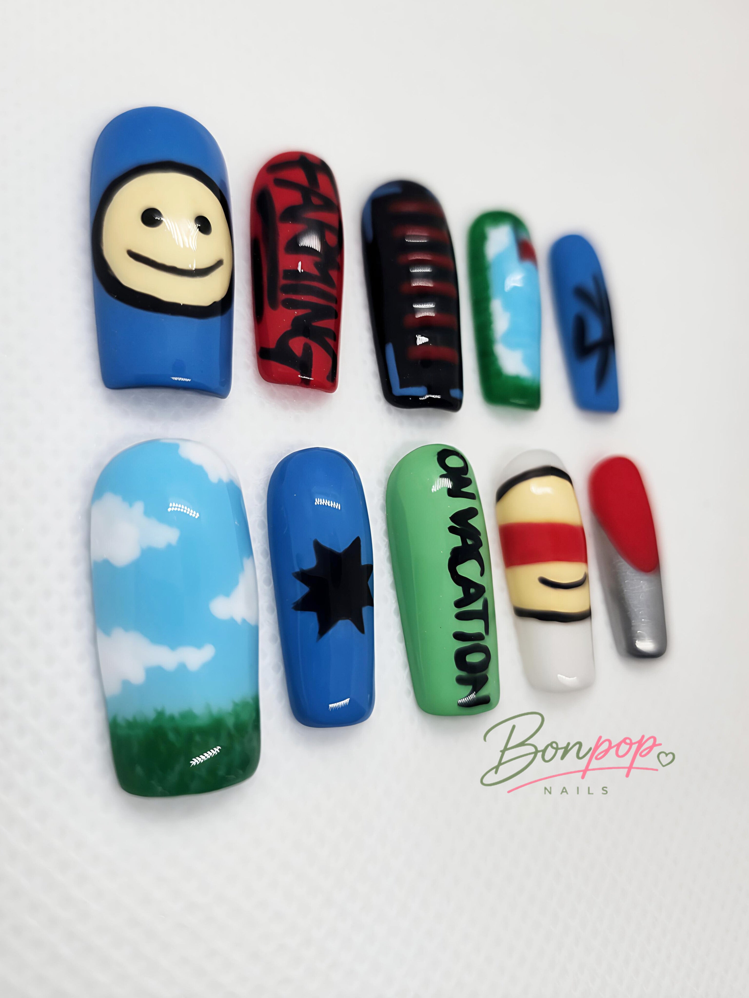Stray Kids Inspired Press-On Nails | "FARMING" Handmade Custom K-pop Concert Nails