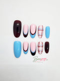 BONPOP's "Pretty Preppy" | Handcrafted Press-on Nails | Durable and Reusable