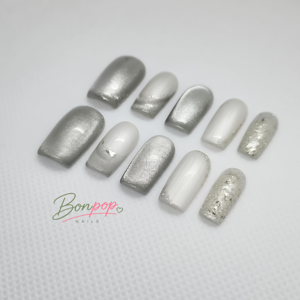 BONPOP Cat Eye with Glitter Press-On Nails