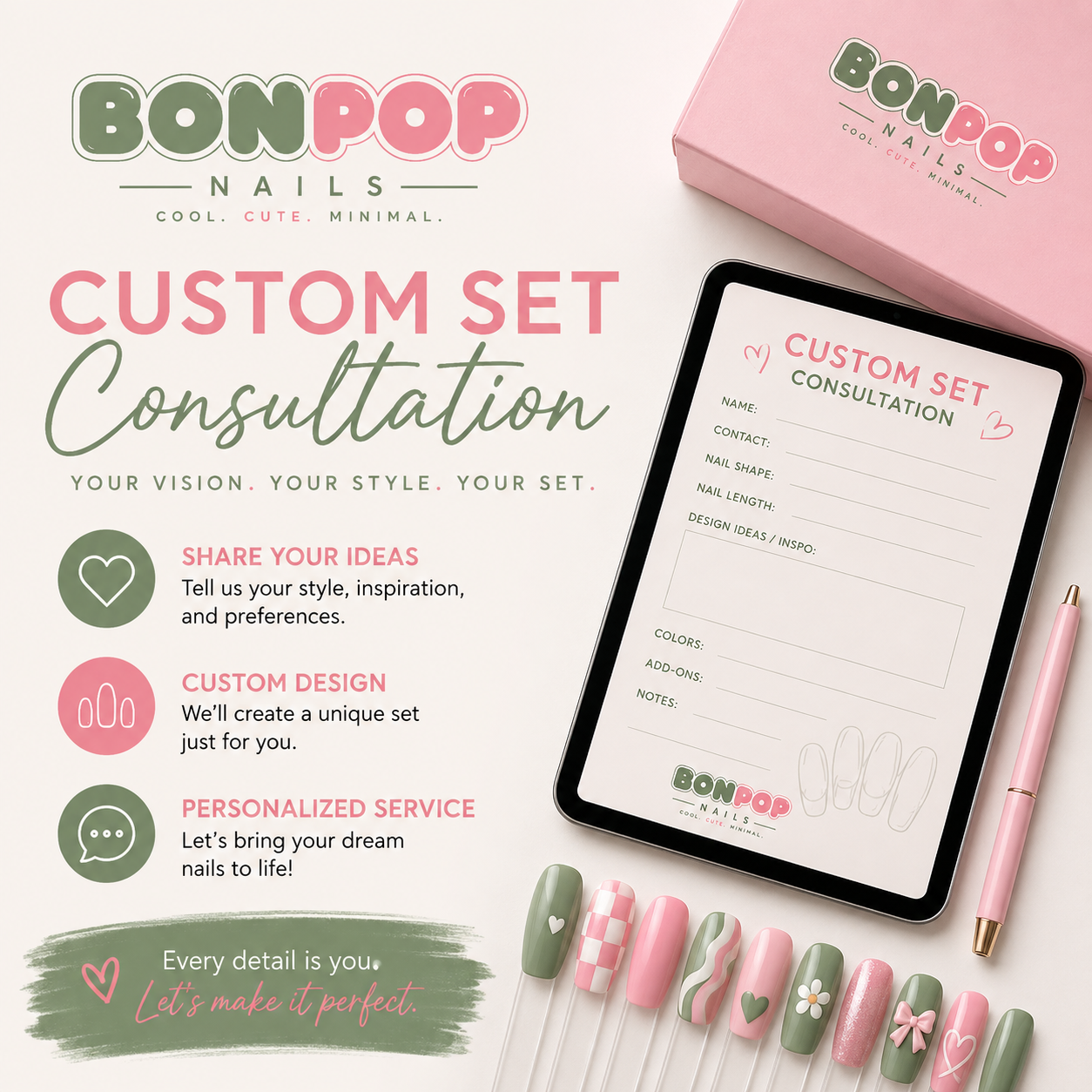 BONPOP Custom Press-On Nails — Design Your Dream Set | Handmade Reusable